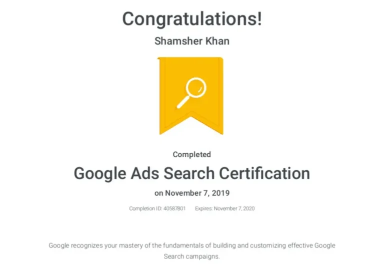 Google ads search certificaiton